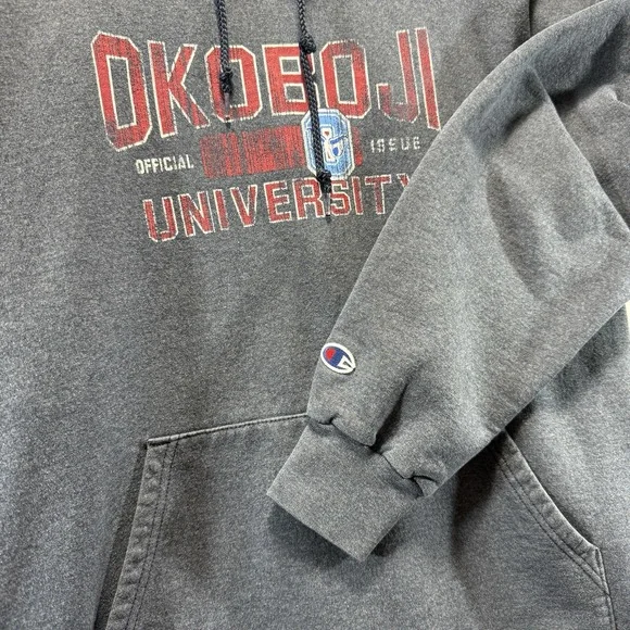 Champion Okoboji University Jacket Hoodie Gray Mens XL Vintage Y2K - Picture 5 of 11